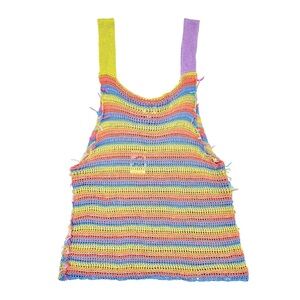 NWT YanYan Knits Float Tunic - Purple Green Rainbow Knit Sleeveless Tunic sz S